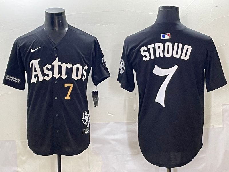 Men 2025 Houston Astros 7 Stroud Black Five generations Joint Name Nike MLB Jersey style 5